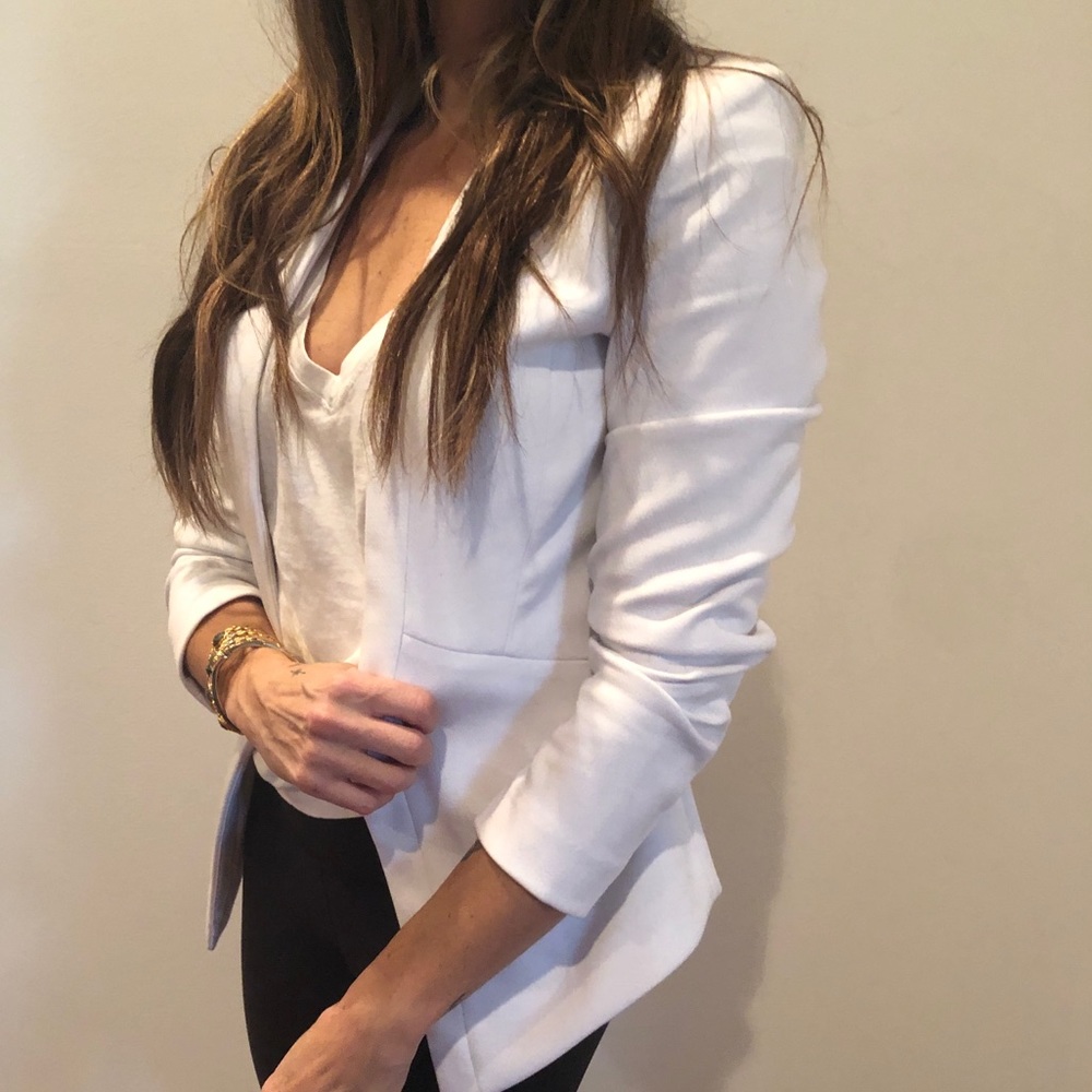 NEW White fitted peplum blazer Banana Republic